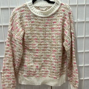 Loveriche size small cream/pink textured sweater.  Like new